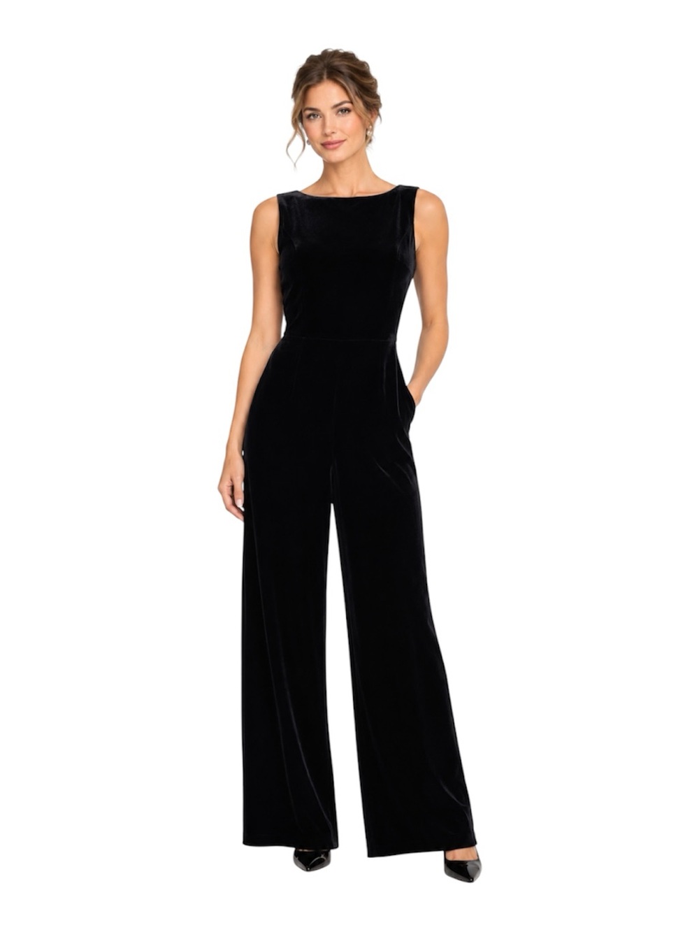 Eliane Rose Midnight Velvet Black Size 10 Wedding Party Jumpsuit Quiet Luxury